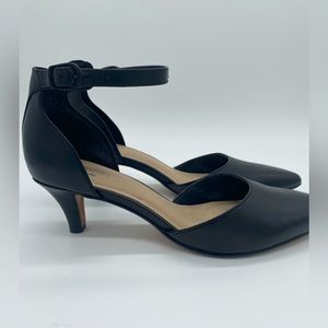 Black Kitten Heel Strap Pumps Clarks Brand Size 8.5